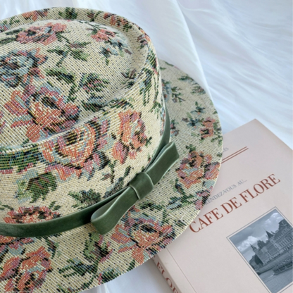 【3color】ゴブラン織り花柄ヴィンテージハット Z00058