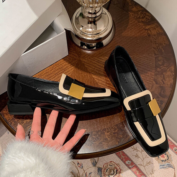 【2pattern】メタルバックルバイカラーローファー X-371