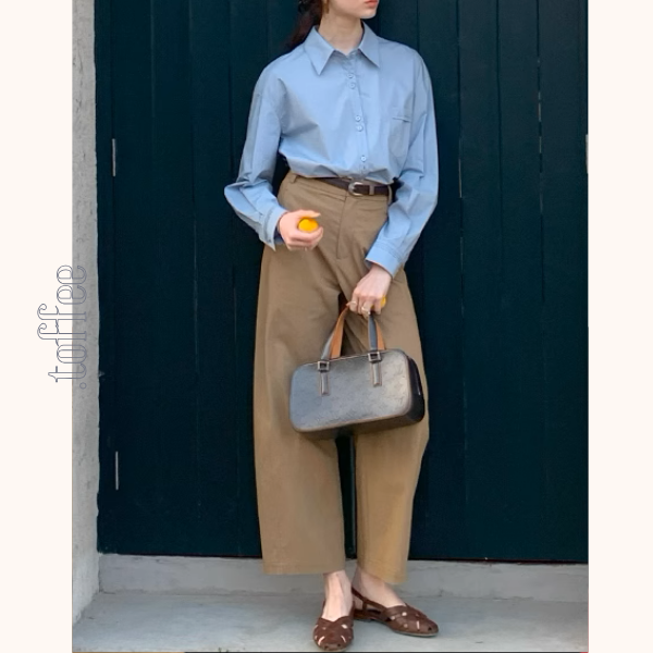 【3color】ベルトループ付きハイウエストストレートクロップドパンツ《Z00870》