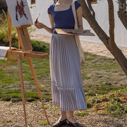 【2color】プリーツティアードフレアスカート《Z00864》