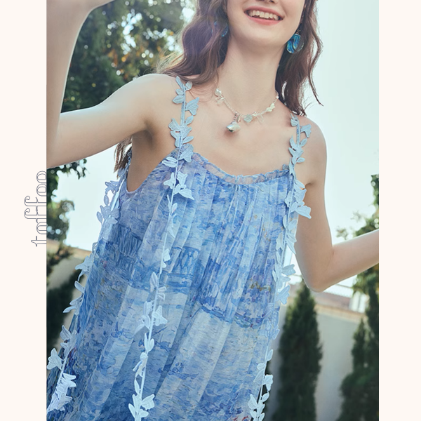 レイヤード風マリンテイストサスペンダーワンピース《Z00970》