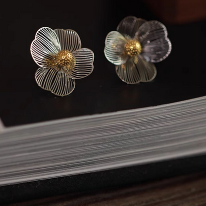 【2pattern】ワイヤーフラワーモチーフイヤーアクセサリー　《Z00768》