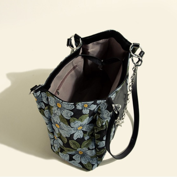 レトロフローラルプリントハンドバッグ AU-362