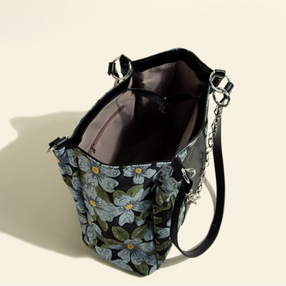 レトロフローラルプリントハンドバッグ AU-362