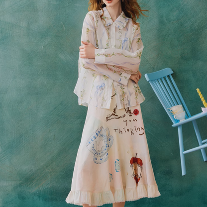 フローラルプリントシアーシャツ《Z00962》