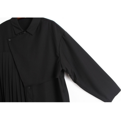 【2color】ラペルプリーツシャツ X-350