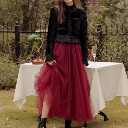 【2color】メッシュフェアリーロングスカート Z00189