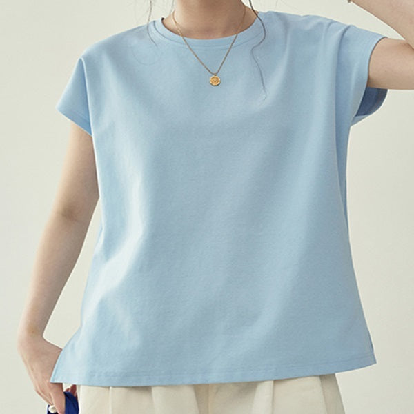 【2color】バックリボン刺繍クルーネックトップ　Z00324