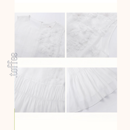 フラワー立体装飾ノースリーブティアードワンピース《Z00887》