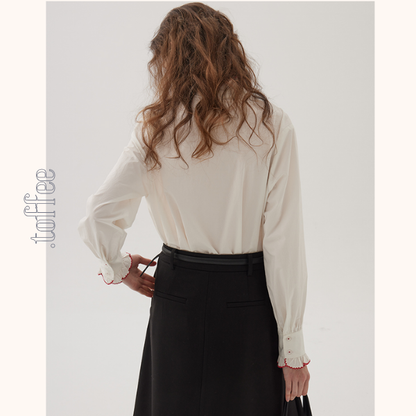 コントラストラッフルディテールブラウス《Z00845》