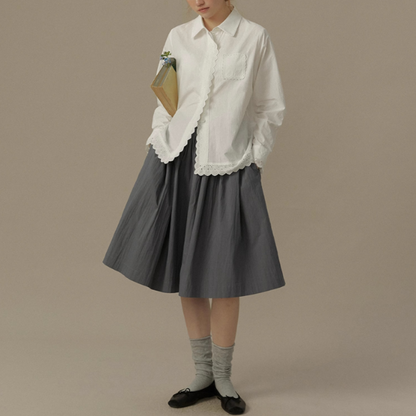 レース装飾ホワイトブラウス《Z00832》