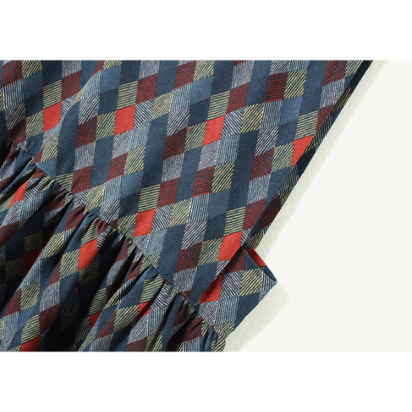 【２color】マルチカラースクエアパターンワンピース w-005