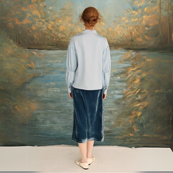 ベルベットラインミモレ丈スカート  　《Z00704》