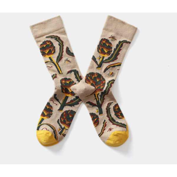 フラワーデザインソックス4ｐ w-080