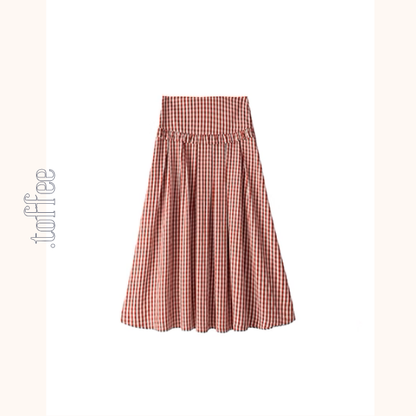 ギンガムチェックハイウエストフレアスカート《Z00882》