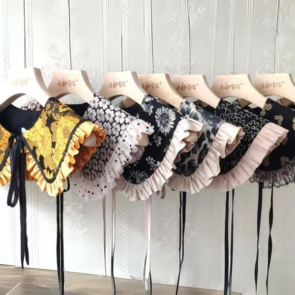 【6pattern】ジャガードフリルつけ襟 X-388