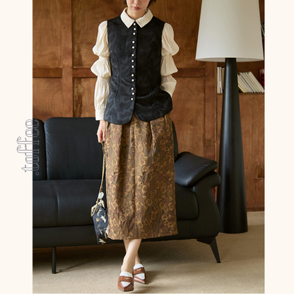 パフスリーブジャガードブラウス　《Z00808》