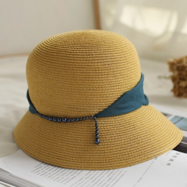 【４color】チェーンベルトドームシルエットストローハット　AU-104