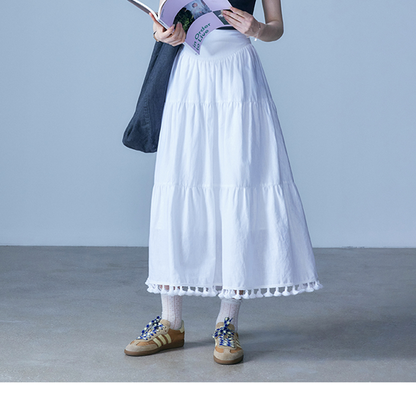 【2color】タッセル付きＡラインロングスカート　Z00331