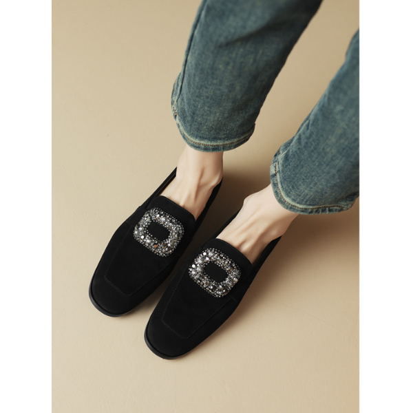 【2color】スクエアビジューバックル付きローファー X-484