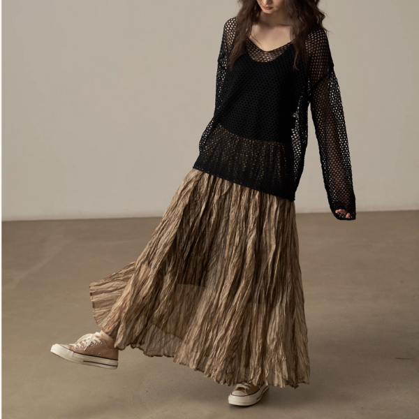 【4color】メッシュオーバーサイズニットトップ《Z00998》