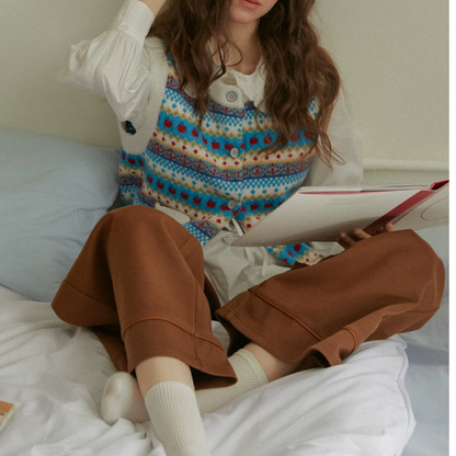 【2color】フレンチハイウエストワイドレッグパンツ Z00044