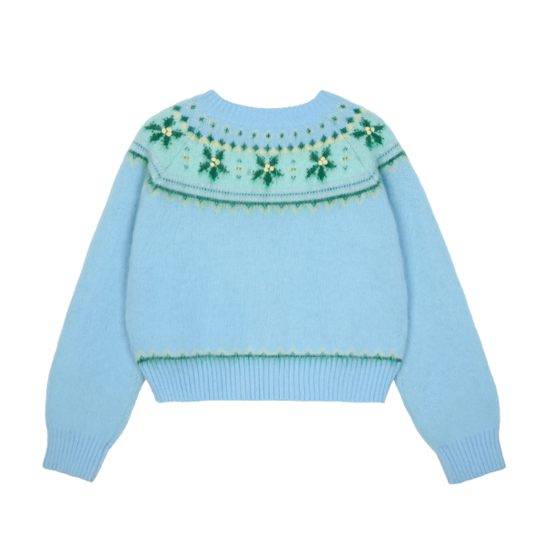 【2color】草花咲くヨーク刺繍のクロップドカーディガン《Z01078》