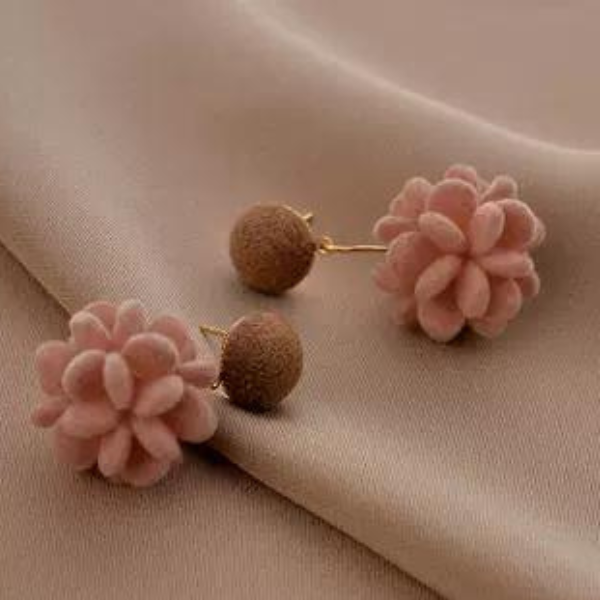 【３color】フラワーパターンピアス AU-280