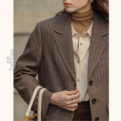 ストライプテーラードジャケット＆ロングプリーツスカートセットアップ《Z00865》