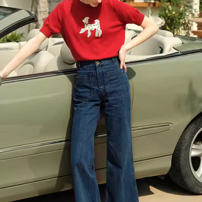 再販決定！【2color】プードル柄パフスリーブニットX1-008