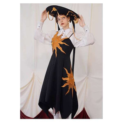 【2color】太陽刺繍サスペンダーワンピース C0080