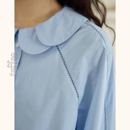 ダブルドールカラーブルーブラウス　Z00562