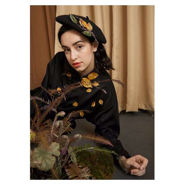 リーフ刺繍シャツブラウス C0076