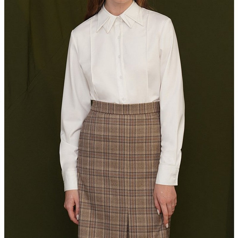 【２color】折り紙のような襟が素敵なシンプルシャツ