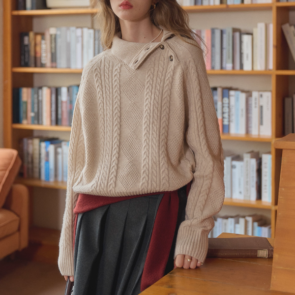 冬の読書室とツイストの記憶ニット《Z01160》