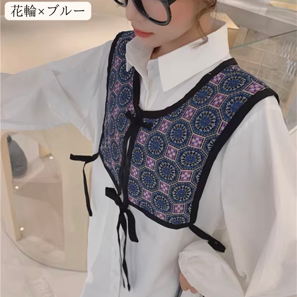 【10pattern】ヴィンテージ柄×リボン紐のレイヤードベスト《Z01208》