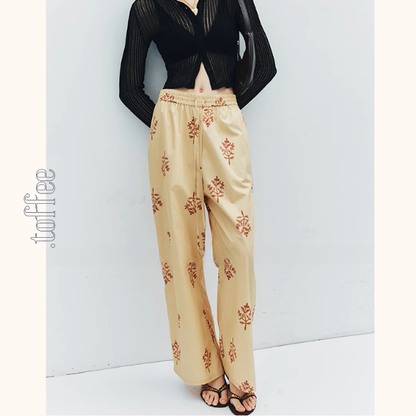 花柄プリントルーズワイドパンツ《Z01004》