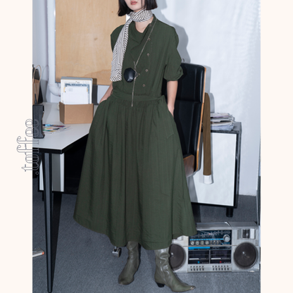 【2color】斜め前立てロングワンピース　Z00551