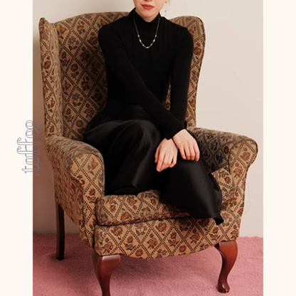 レイヤード風ブラックロングワンピース　Z00498