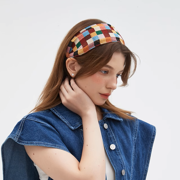 カラフルブロックチェックヘアバンド《Z01030》