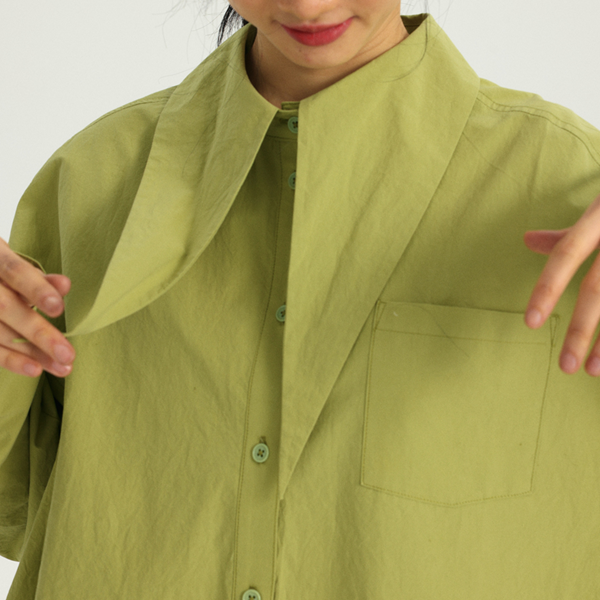 【2color】ラージカラーオーバーサイズコットンシャツ　《Z00726》