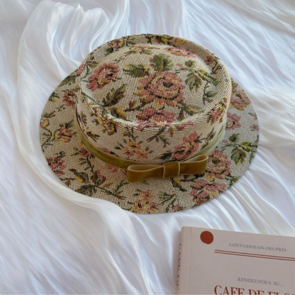 【3color】ゴブラン織り花柄ヴィンテージハット Z00058