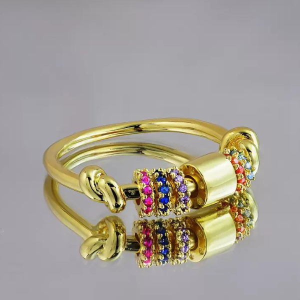 マルチカラーラインストーンエレガントリング　AU-076