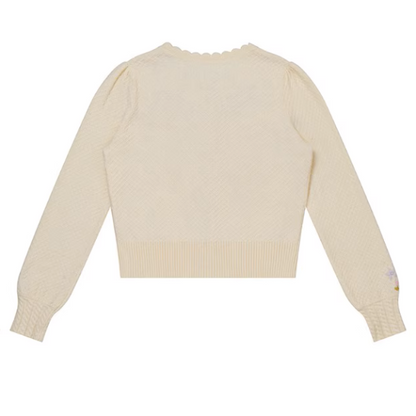 花咲くヨーク刺繍のアイボリーカーディガン《Z01080》