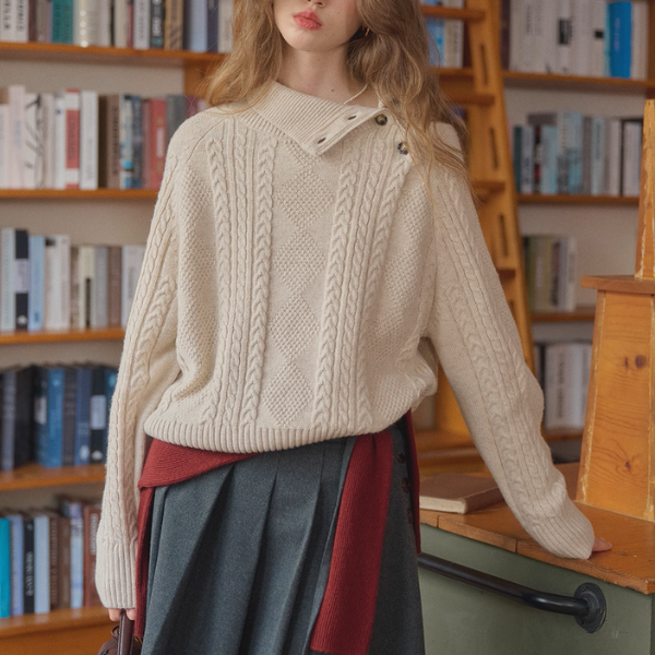 冬の読書室とツイストの記憶ニット《Z01160》