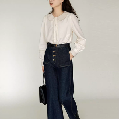 静かな午後とピンタック襟のブラウス《Z01159》