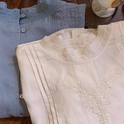 【2color】レース刺繍＆バックボタンディテールブラウス《Z00869》