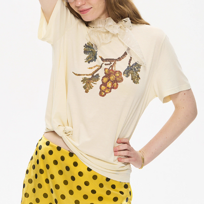 グレーププリントオーバーサイズTシャツ《Z01003》