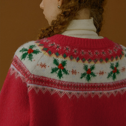 【2color】草花咲くヨーク刺繍のクロップドカーディガン《Z01078》