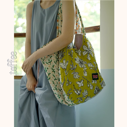 パッチワーク風花柄トートバッグ《Z00955》